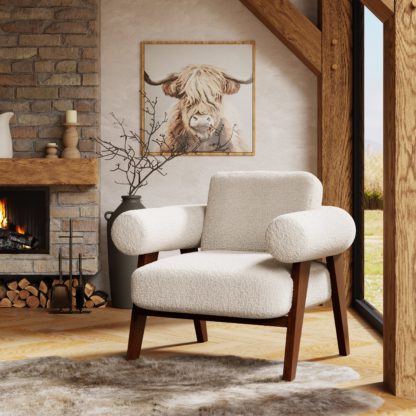 An Image of Brynn Cream Borg Accent Chair Cream