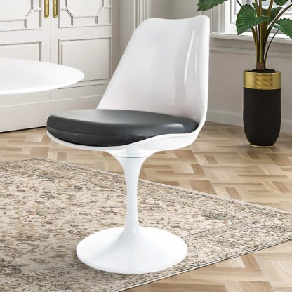 An Image of Fusion Living White Tulip Dining Chair with PU Cushion