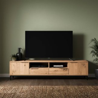 An Image of Reynolds Extra Wide TV Unit for TVs up to 80", Rustic Oak Effect