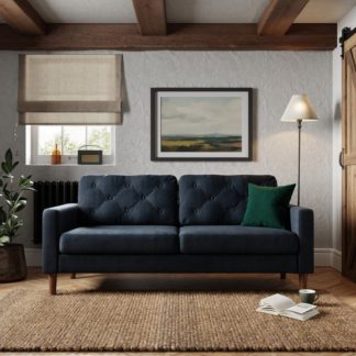 An Image of Jacob Velvet Buttoned Compact 3 Seater Sofa