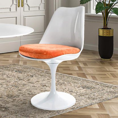 An Image of Fusion Living White Tulip Dining Chair with Luxurious Cushion