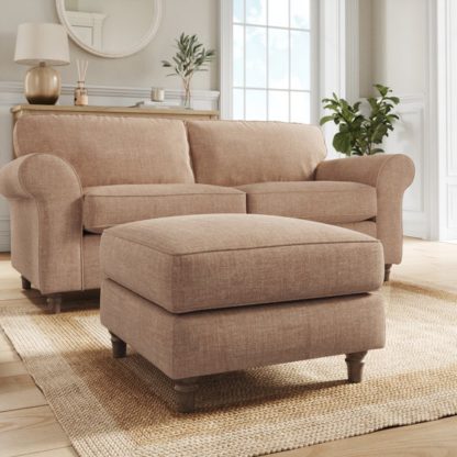 An Image of Flori Tonal Plush Chenille Footstool