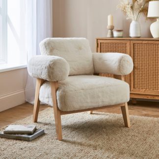 An Image of Brynn Supersoft Faux Fur Accent Chair Ivory