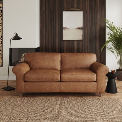 An Image of Flori Arizona Faux Leather 3 Seater Sofa