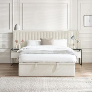 An Image of Paige - King - Ottoman Storage Hotel Bed - White - Fabric - 5ft - Happy Beds