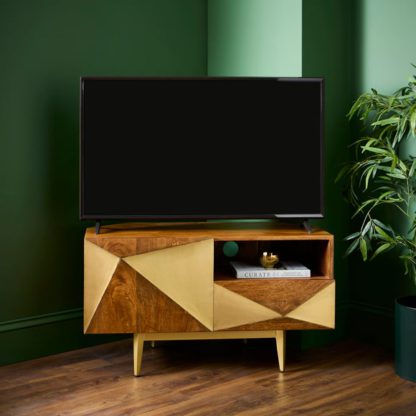 An Image of Zadie Corner TV Unit for TVs up to 42", Mango Wood