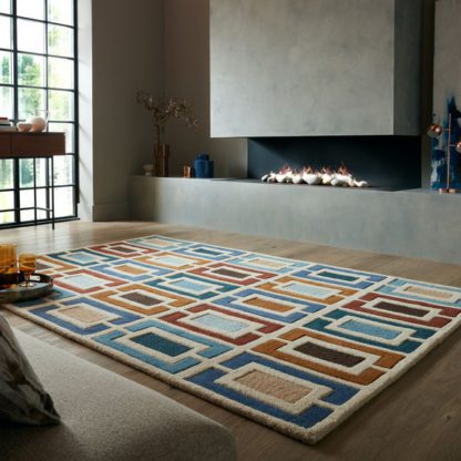 An Image of Retro Blocks Carved Wool Rug