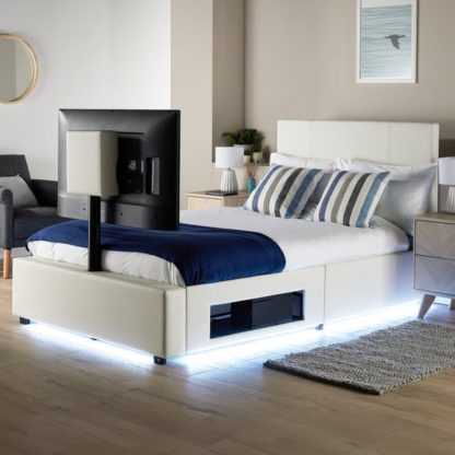 An Image of XR Living Ava TV Bed with LED Lights and TV Mount