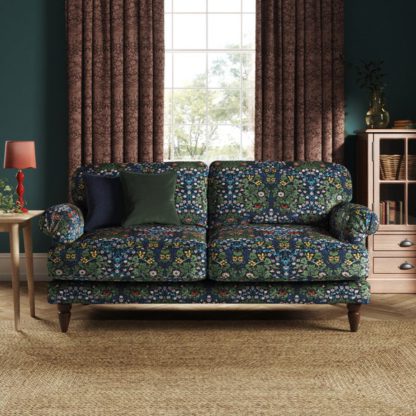 An Image of Jolene William Morris Blackthorn Print Velvet 3 Seater Sofa