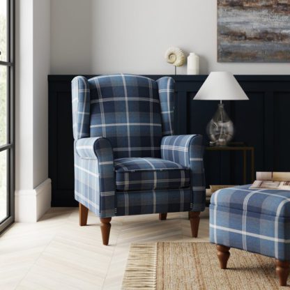 An Image of Oswald Check Wingback Armchair