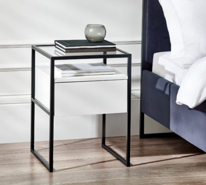 An Image of Universal - 1 Drawer Bedside Table - White/Black - Wooden/Metal