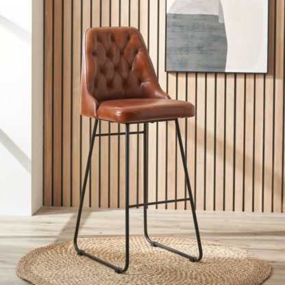 An Image of Camillo Diamond Back Bar Stool, Leather