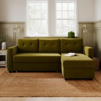 An Image of Barker Velvet Trundle Corner Chaise Sofa Bed