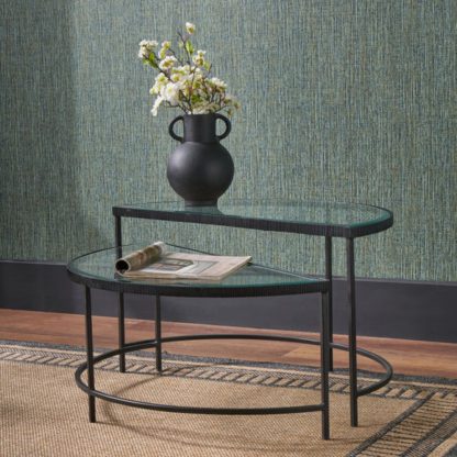 An Image of Marazzi Half Moon Coffee Tables, Bevelled Glass