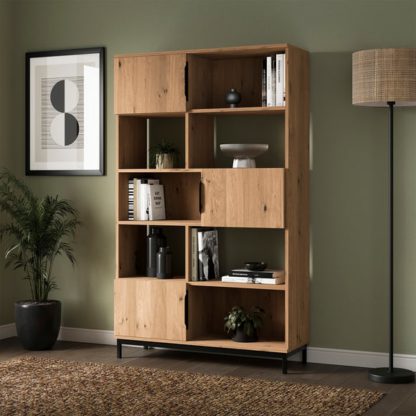 An Image of Reynolds Shelving Unit, Rustic Oak Effect