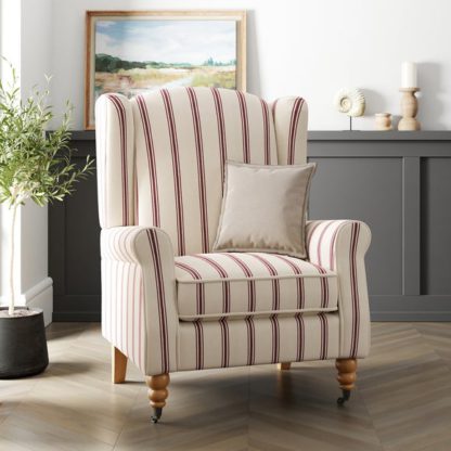 An Image of Oswald Grande Folkstone Stripe Wingback Armchair