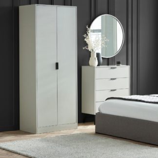 An Image of Alba – 2 Door Wardrobe – Silk Grey – Lacquered MDF - Happy Beds