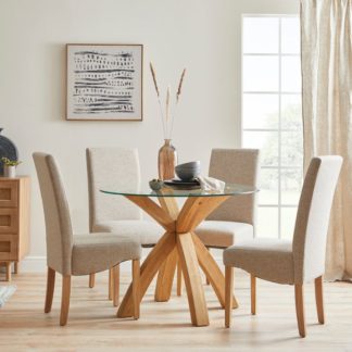 An Image of Xavi 4 Seater Round Dining Table, Oak