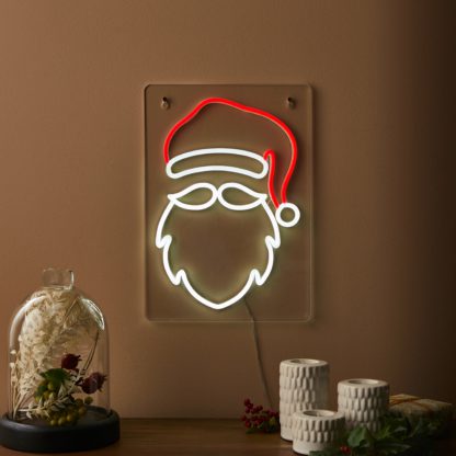 An Image of Santa Face Neon Sign Red