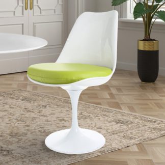 An Image of Fusion Living White Tulip Dining Chair with PU Cushion