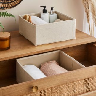 An Image of Set of 2 Large Square Linen Drawer Organisers