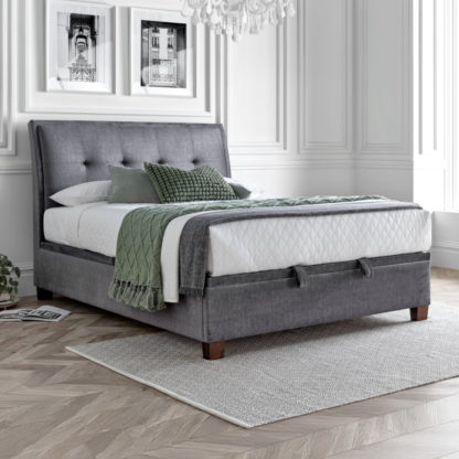 An Image of Accent - Double - Ottoman Storage Bed - Vogue Grey - Fabric - 4ft6 - Happy Beds