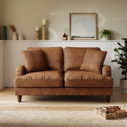 An Image of Beatrice Relaxed Faux Leather 2 Seater Sofa