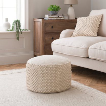 An Image of Jersey Bobble Round Pouffe