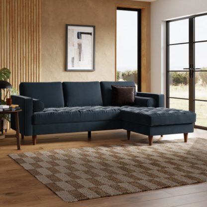 An Image of Zoe Casual Sit Velvet Corner Chaise Sofa