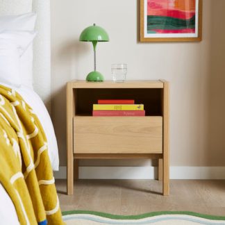 An Image of Elements Holmes Compact Bedside Table, Oak