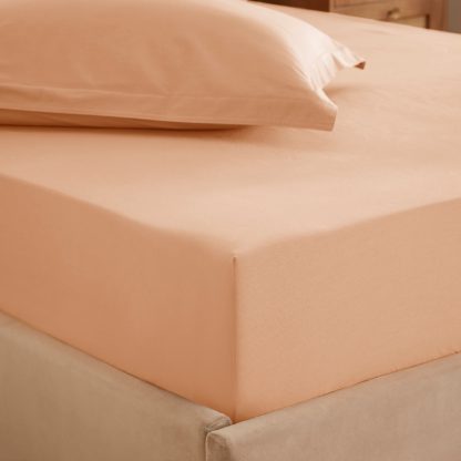 An Image of Soft Washed Recycled Cotton Fitted Sheet Rhubarb