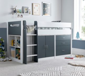 An Image of Lacy - Single - Storage Midsleeper Bed - Grey-White - Wooden - 3ft - Happy Beds