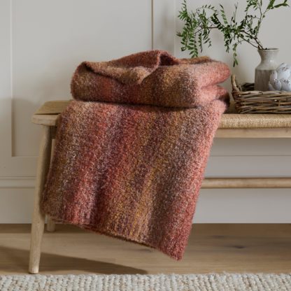 An Image of Ombre Knit Throw 130cm x 180cm Orange Umber