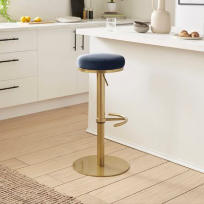 An Image of Jesper Adjustable Height Bar Stool, Velvet