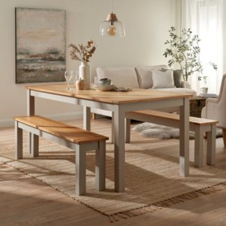 An Image of Clifford Large Rectangular Dining Table with 2 Benches, Pine