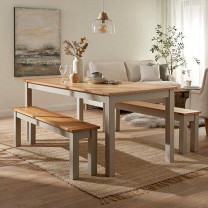 An Image of Clifford Large Rectangular Dining Table with 2 Benches, Pine