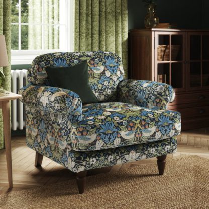 An Image of Jolene William Morris Strawberry Thief Print Velvet Snuggle Chair