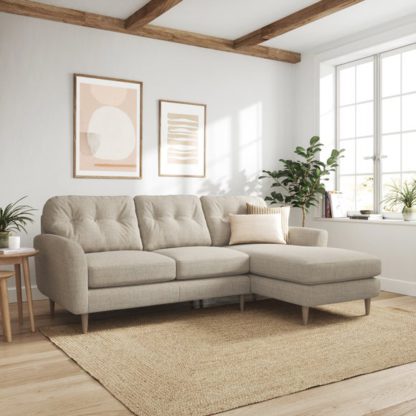 An Image of Sven Chunky Tonal Weave Large Corner Chaise Sofa