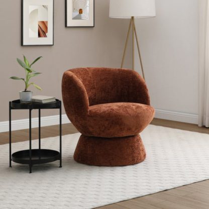 An Image of Tulip Chenille Curved Swivel Accent Chair