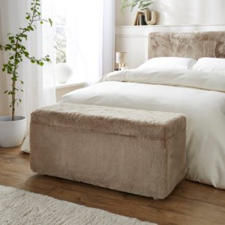 An Image of Elysia End of Bed Ottoman, Faux Fur