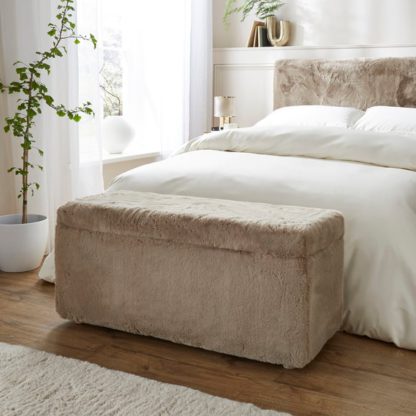 An Image of Elysia End of Bed Ottoman, Faux Fur