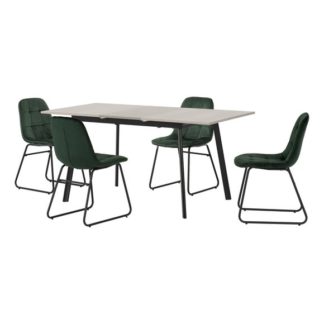 An Image of Avery Rectangular Extendable Dining Table with 4 Lukas Chairs