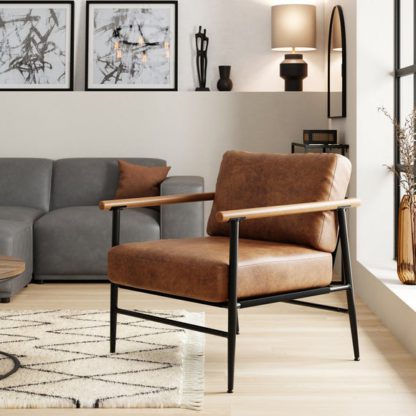 An Image of Arbour Faux Leather Industrial Accent Chair