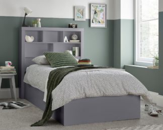 An Image of Oscar - Single - Bookcase Ottoman Storage Bed - Grey - Wooden - 3ft - Happy Beds