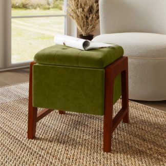 An Image of Annie Olive Velvet Footstool