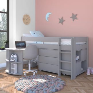 An Image of Stompa Uno Midsleeper With Pull Out Desk, Chest of Drawers and Cube Unit, Pine