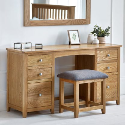 An Image of Jenkins Twin Dressing Table and Stool, Oak