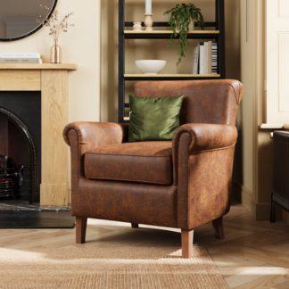 An Image of Alba Relaxed Faux Leather Occasional Armchair, Tan