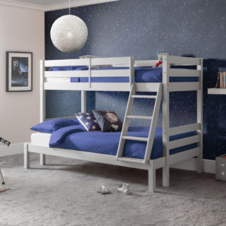 An Image of Merlin - Single/Small Double - Triple Sleeper Bunk Bed With Single Top and Small Double Bottom - Dove Grey - Wooden - 3ft/4ft - Happy Beds