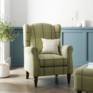 An Image of Oswald Check Armchair, Green